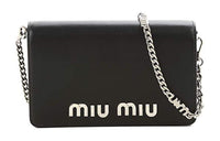 MIU MIU Genuine Leather Portable Crossbody Bag Shoulder Bag Women's Black
