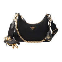 PRADA Re Edition Fabric With Leather Shoulder Bag Women's Black