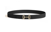 HERMES Double-Sided Design Metal Calf Leather Leather Belts Men's Black Width: 3.2CM