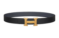 HERMES Leather Belts Women's Black/Dark Blue