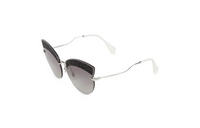 MIU MIU Metal Rhinestone Cat Eye Sunglasses Women's Silver