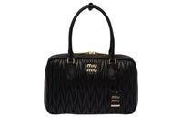 MIU MIU Matelassé Nappa Leather Handbag Women's Black