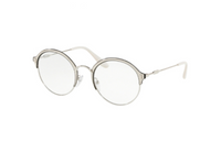 PRADA Metal Irregular Shape Eyeglass Frames Women's Silver