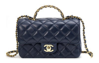 CHANEL Lambskin Chain Bag Shoulder Bag Crossbody Bag Mini Women's Dark Blue