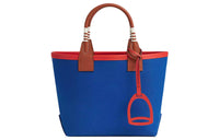 HERMES Canvas With Swift Leather Canvas Bag Handbags Women's Billiard Blue/Copper Red/Orange Red