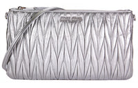 MIU MIU Cow Leather Shoulder Bag Crossbody Bag Women's Silver
