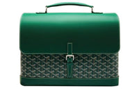 GOYARD Citadin Canvas With Leather Dog's Teeth Messenger Bag Handbag Briefcase Small Size Unisex Green
