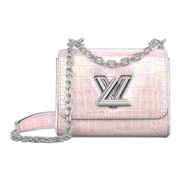 LOUIS VUITTON Twist Crocodile Leather Crossbody Bag Shoulder Bag Women's Silver Pink