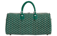 GOYARD Boston Canvas With Leather Portable Crossbody Bag, Travel Bag Medium Size Unisex Green