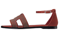 HERMES Santorini Strap Sandals Women's Burgundy