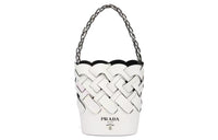 PRADA Leather Bucket Bags Handbags Women's White