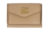 MIU MIU Leather Wallet Small Size Women's Sand Beige Yellow