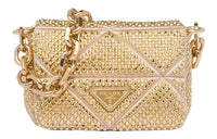 PRADA Satin Crossbody Bag Shoulder Bag Women's Gold