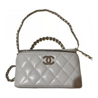 CHANEL Lambskin Box Bag Shoulder Bag Crossbody Bag Women's White