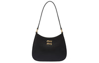 MIU MIU Madras Leather HOBO Shoulder Bag Handbag Shoulder Bag Women's Black