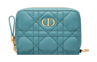 DIOR Calfskin Card Holder Women's Blue Green