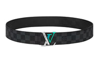 LOUIS VUITTON Canvas Leather Metal Parts Leather Belts Men's Black Width: 4CM