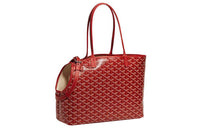 GOYARD Chien Gris Canvas With Leather Pet Bag Unisex Red
