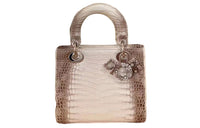 DIOR Crocodile Leather Shoulder Bag Crossbody Bag Handbag Small Size Women's Natural
