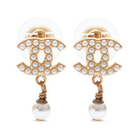 CHANEL Gold-Plated Earrings Women's White