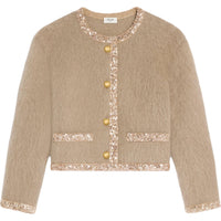 CELINE Embroidered Cardigan Jacket In Brushed Mohair