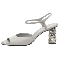 CHANEL 24K Strap Sandals 8cm Women's Gray