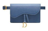 DIOR Saddle Cow Leather Fanny Pack Regular Women's Denim Blue