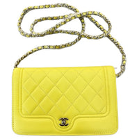 CHANEL WOC Lambskin Shoulder Bag, Crossbody Bag Mini Women's Yellow