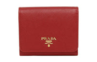 PRADA Cow Leather Coin Purses Wallets Regular Women's Red
