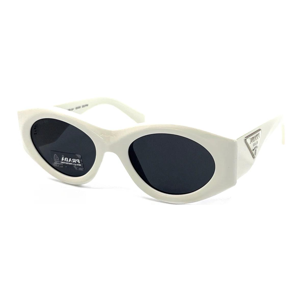 PRADA Acetate Plastic Oval Sunglasses Women's White