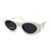 PRADA Acetate Plastic Oval Sunglasses Women's White