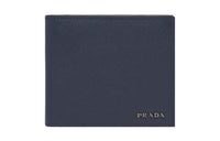 PRADA Saffiano Cow Leather Wallet Men's Marine Blue/Light Gray