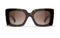 CHANEL Acetate Irregular Shape Sunglasses Women's Brown