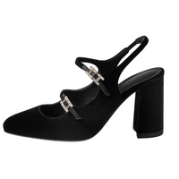 HERMES Jackie Chunky Heel High Heels 9cm Women's Black