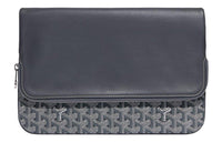 GOYARD Sainte-Marie Canvas With Calfskin Clutch Large Size Unisex Gray