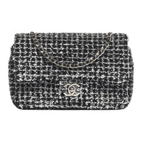 CHANEL Sequins Handbag, Shoulder Bag Regular Small Size Women's Black, White, & Silver