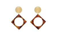 SAINT LAURENT Brass, Resin Earrings Women's Tortoiseshell