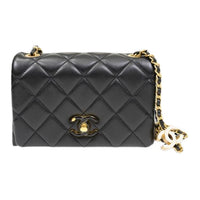 CHANEL Lambskin Crossbody Bag Shoulder Bag Small Size Women's Black