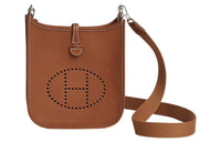 HERMES Evelyne Leather Saddle Bag, Shoulder Bag, Crossbody Bag Mini Women's Gold Brown