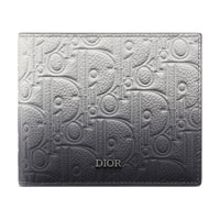 DIOR Cow Leather Wallet Unisex Gray Black