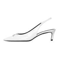 CELINE Triomphe Slim Heel High Heels 5cm Women's White