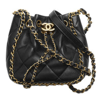 CHANEL Lambskin Bucket Bags Shoulder Bags Women's Black