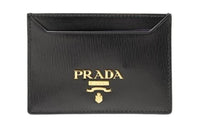 PRADA Leather Card Holder Women's Black