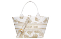 DIOR Embroidery Shoulder Bag Crossbody Bag Handbag Women's White & Gold