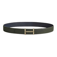 HERMES Epsom Calfskin Leather Belts Unisex Indigo/Green Gray Width: 3.2CM