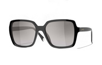 CHANEL Plastic Square Sunglasses Women's Black