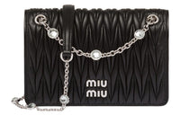 MIU MIU Matelassé Soft Sheep Leather Crossbody Bag, Shoulder Bag Women's Black