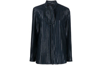 SAINT LAURENT Tie-neck Metallic Threading Shirt