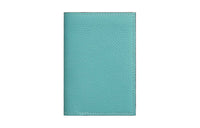 HERMES Calfskin Card Holder Wallet Women's Lagoon Blue