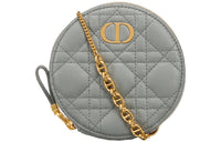 DIOR Caro Cow Leather Coin Purse Women's Gray